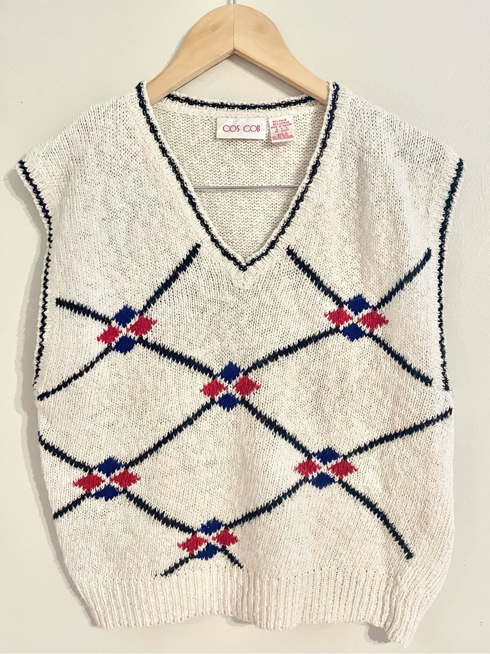 Vintage Cos Cob women’s Knit Sweater Vest Sz L- EUC